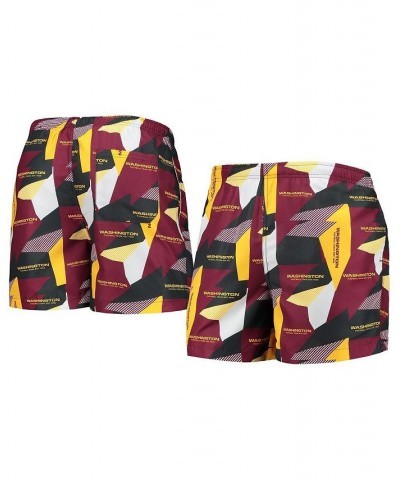 Men's Burgundy and Gold Washington Football Team Geo Print Swim Trunks $28.80 Swimsuits