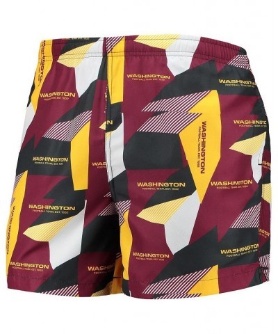 Men's Burgundy and Gold Washington Football Team Geo Print Swim Trunks $28.80 Swimsuits