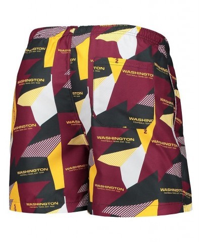 Men's Burgundy and Gold Washington Football Team Geo Print Swim Trunks $28.80 Swimsuits