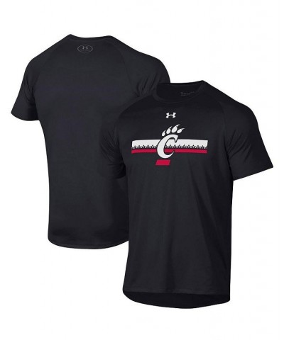 Men's Black Cincinnati Bearcats Logo Stripe Performance Raglan T-shirt $26.99 T-Shirts