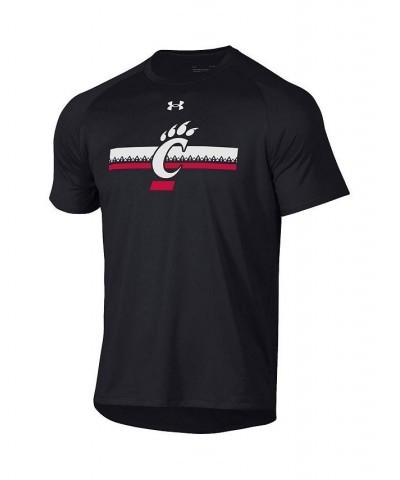 Men's Black Cincinnati Bearcats Logo Stripe Performance Raglan T-shirt $26.99 T-Shirts