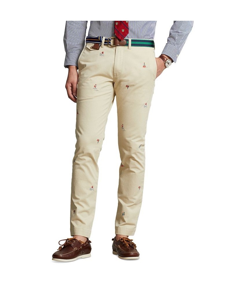 Men's Slim Fit Embroidered Chino Pants Multi $67.94 Pants