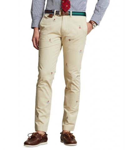 Men's Slim Fit Embroidered Chino Pants Multi $67.94 Pants