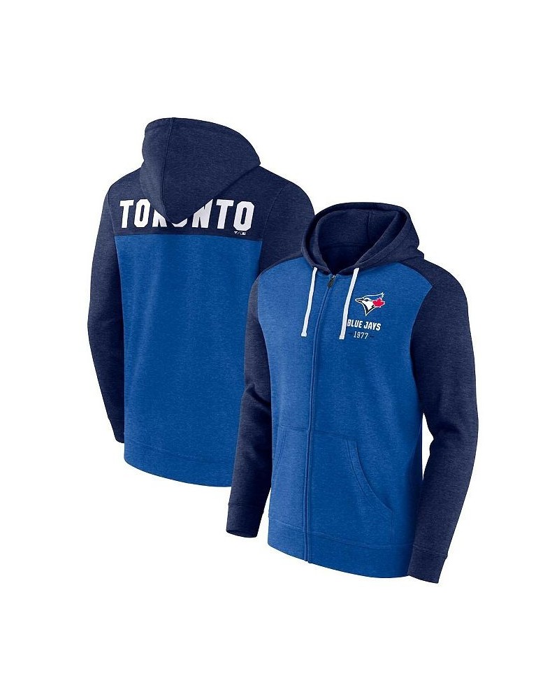 Men's Branded Heathered Royal, Heathered Navy Toronto Blue Jays Blown Away Full-Zip Hoodie $43.99 Sweatshirt