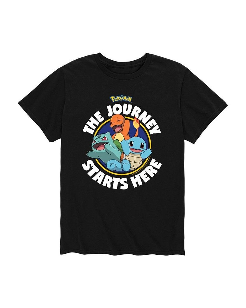 Men's Pokemon Journey Starts Here T-shirt Black $17.15 T-Shirts