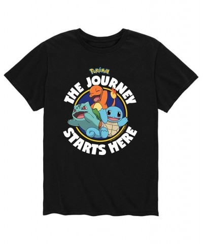 Men's Pokemon Journey Starts Here T-shirt Black $17.15 T-Shirts