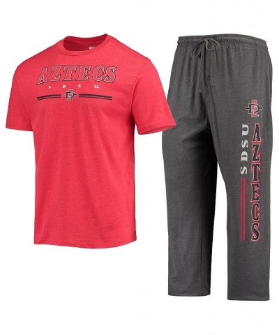Men's Heathered Charcoal and Cardinal San Diego State Aztecs Meter T-shirt and Pants Sleep Set $28.00 Pajama