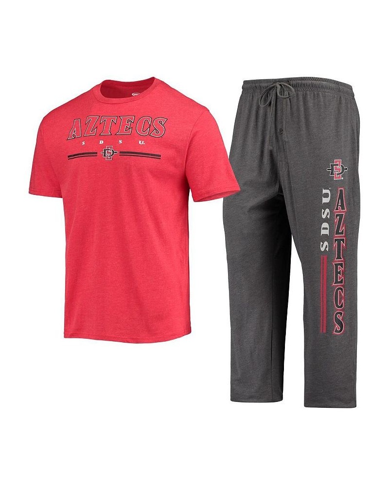 Men's Heathered Charcoal and Cardinal San Diego State Aztecs Meter T-shirt and Pants Sleep Set $28.00 Pajama