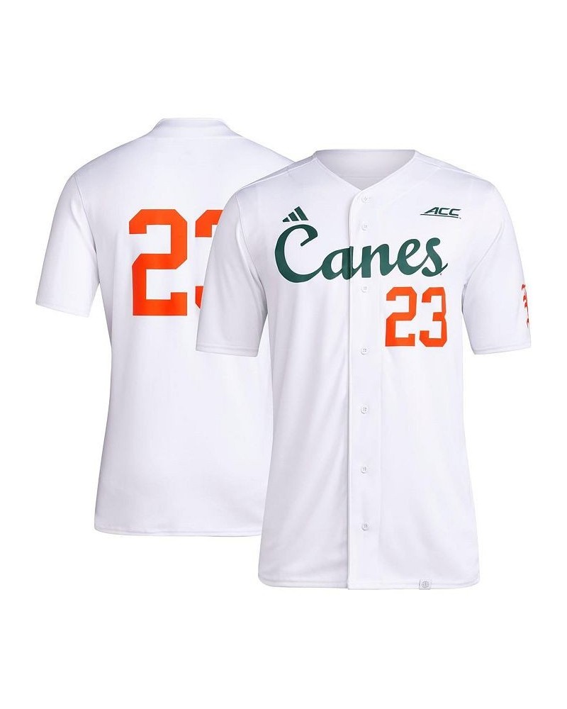 Men's 23 White Miami Hurricanes Team Baseball Jersey $40.50 Jersey