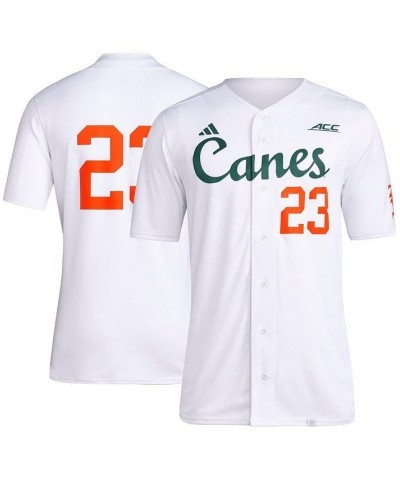 Men's 23 White Miami Hurricanes Team Baseball Jersey $40.50 Jersey