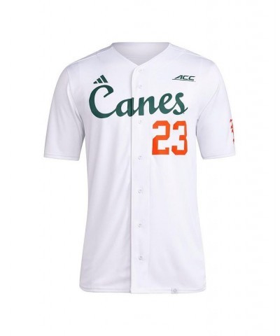 Men's 23 White Miami Hurricanes Team Baseball Jersey $40.50 Jersey