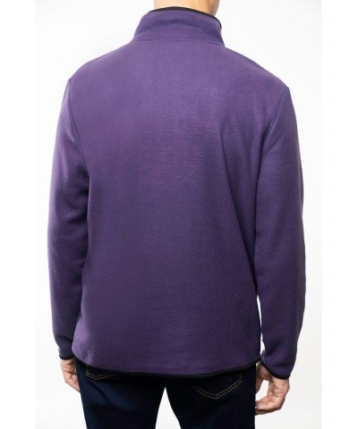 Men's Polar Fleece Quarter Zip Sweatshirt Purple $17.05 Sweatshirt