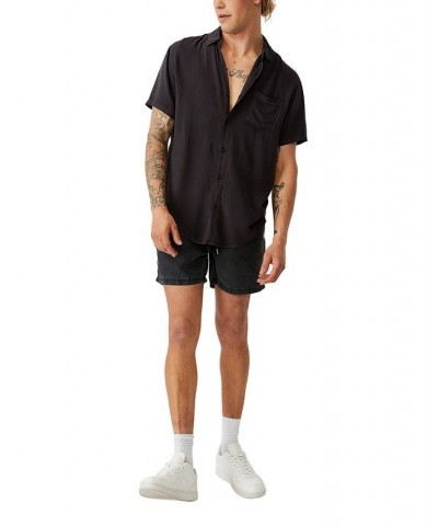 Men's Cuban Short Sleeve Shirt Black $21.00 Shirts