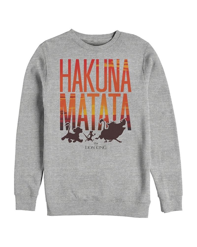 Disney Men's Lion King Hakuna Matata Sunset Text, Crewneck Fleece Gray $31.89 Sweatshirt