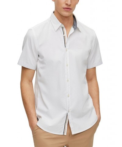 BOSS Men's Slim-Fit Oxford Cotton Logo Embroidery Shirt White $43.20 Shirts