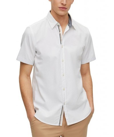 BOSS Men's Slim-Fit Oxford Cotton Logo Embroidery Shirt White $43.20 Shirts