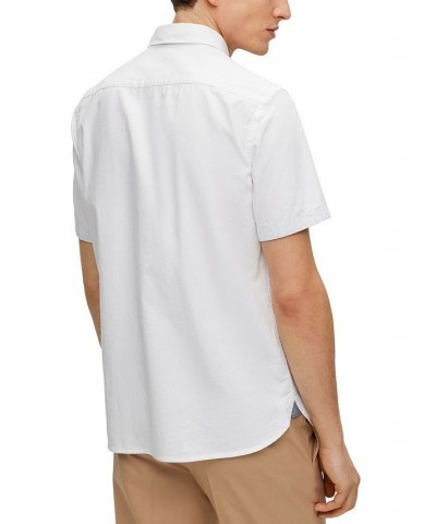 BOSS Men's Slim-Fit Oxford Cotton Logo Embroidery Shirt White $43.20 Shirts