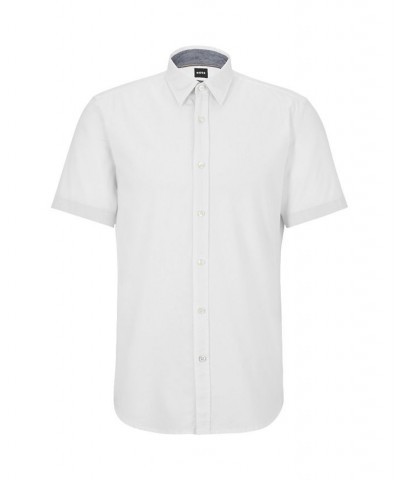 BOSS Men's Slim-Fit Oxford Cotton Logo Embroidery Shirt White $43.20 Shirts