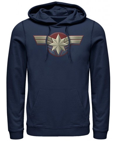Marvel Men's Captain Marvel Chest Logo Costume, Pullover Hoodie Blue $26.40 Sweatshirt
