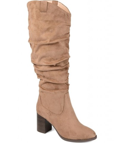 Women's Aneil Wide Calf Boots Tan/Beige $54.00 Shoes