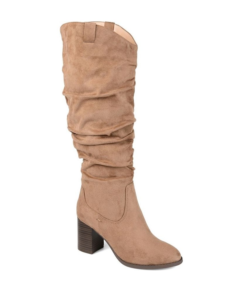 Women's Aneil Wide Calf Boots Tan/Beige $54.00 Shoes