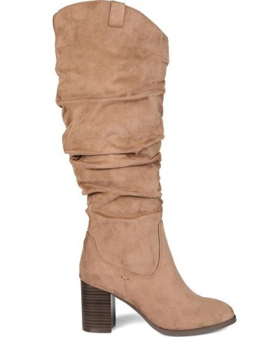 Women's Aneil Wide Calf Boots Tan/Beige $54.00 Shoes