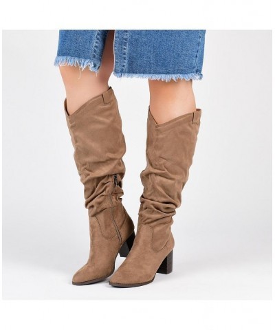 Women's Aneil Wide Calf Boots Tan/Beige $54.00 Shoes