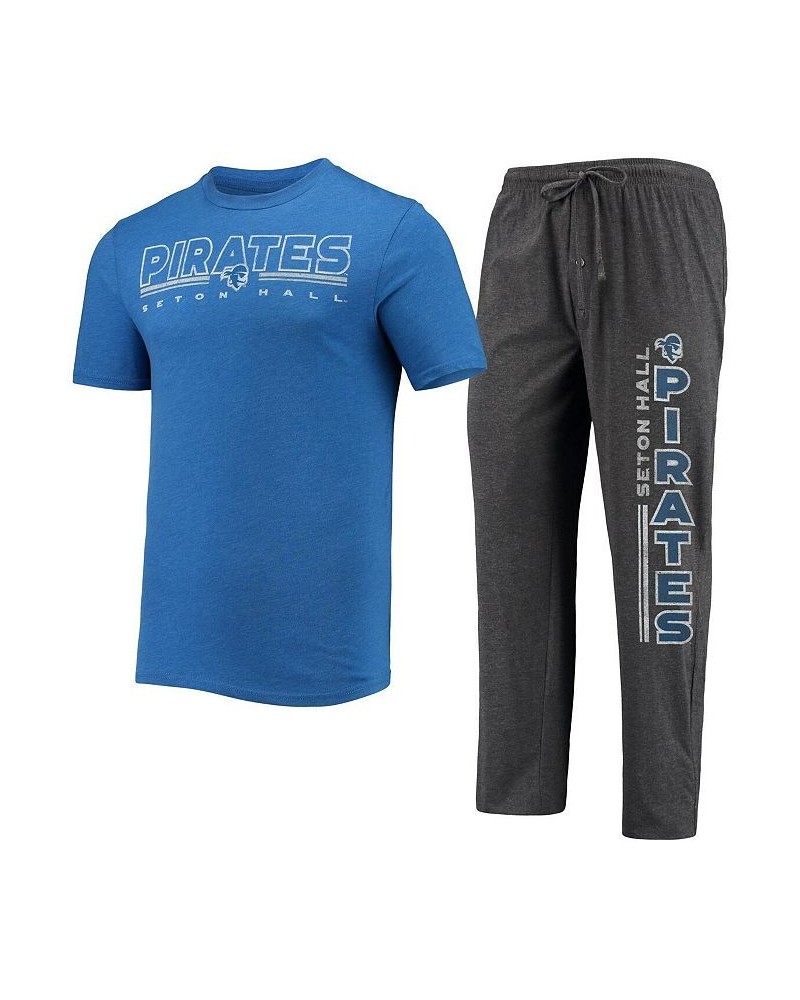 Men's Heathered Charcoal, Blue Seton Hall Pirates Meter T-shirt and Pants Sleep Set $32.90 Pajama