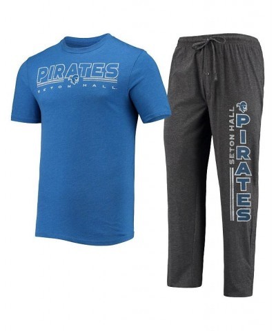 Men's Heathered Charcoal, Blue Seton Hall Pirates Meter T-shirt and Pants Sleep Set $32.90 Pajama