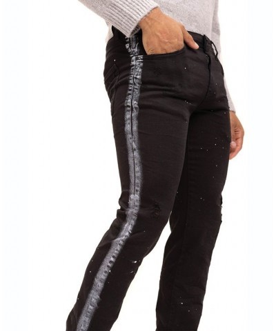 Men's Modern Splattered Stripe Jeans $74.10 Jeans