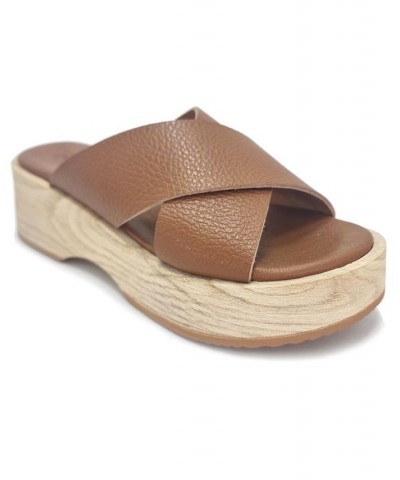 Women's Orion Slip-On Wedge Sandals Brown $94.50 Shoes