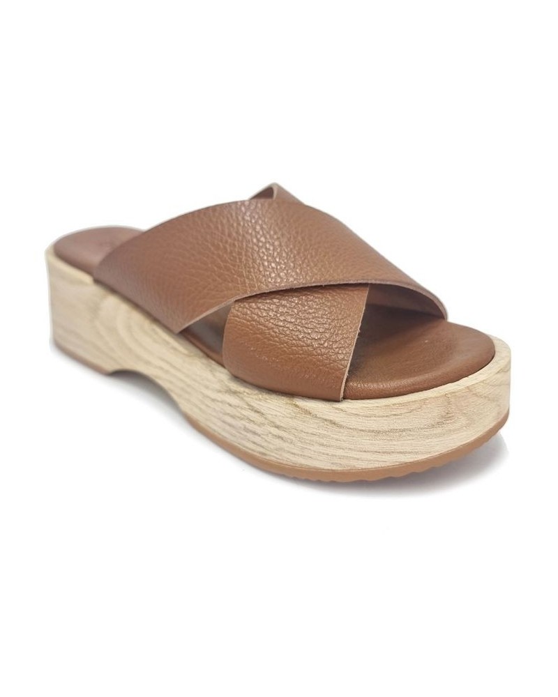 Women's Orion Slip-On Wedge Sandals Brown $94.50 Shoes