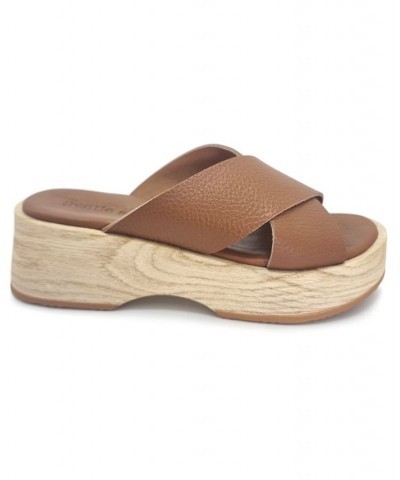 Women's Orion Slip-On Wedge Sandals Brown $94.50 Shoes