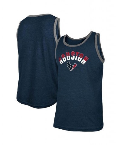 Men's Heathered Navy Houston Texans Ringer Tri-Blend Tank Top $14.19 T-Shirts