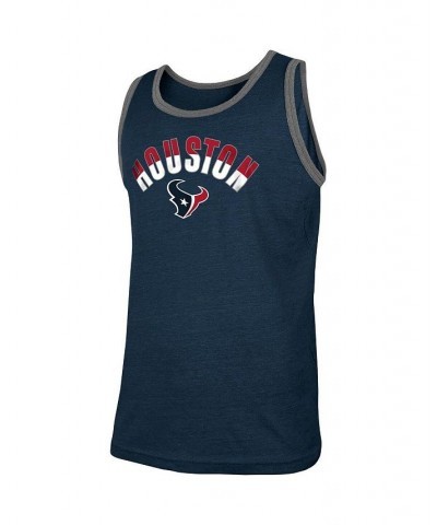 Men's Heathered Navy Houston Texans Ringer Tri-Blend Tank Top $14.19 T-Shirts