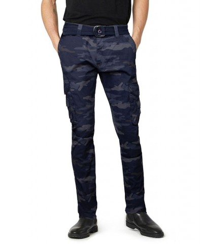 Men's Belted Cargo Pants Navy Camo $41.34 Pants