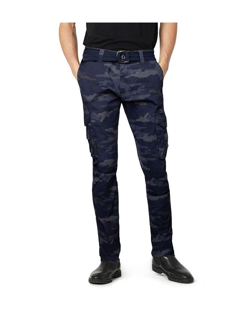 Men's Belted Cargo Pants Navy Camo $41.34 Pants