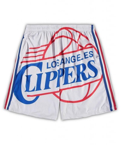 Men's White LA Clippers Big and Tall Hardwood Classics Big Face 2.0 Shorts $40.50 Shorts