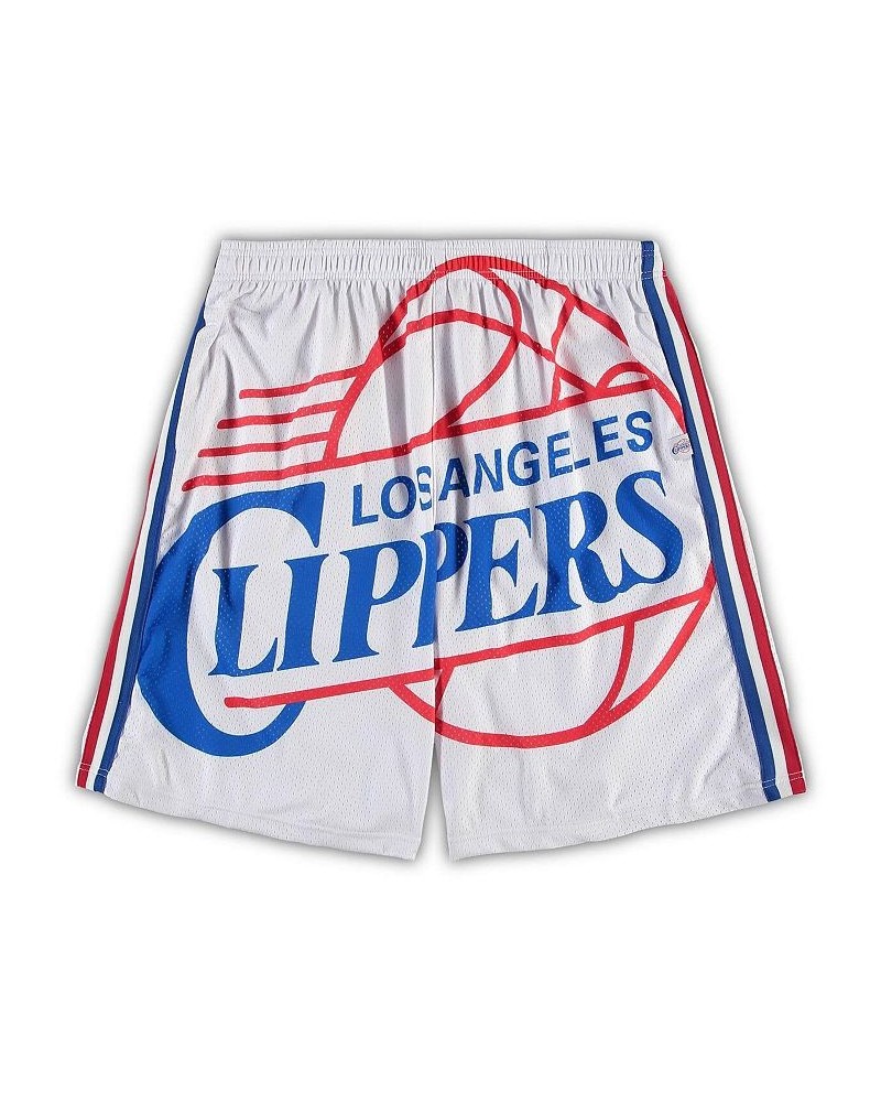 Men's White LA Clippers Big and Tall Hardwood Classics Big Face 2.0 Shorts $40.50 Shorts