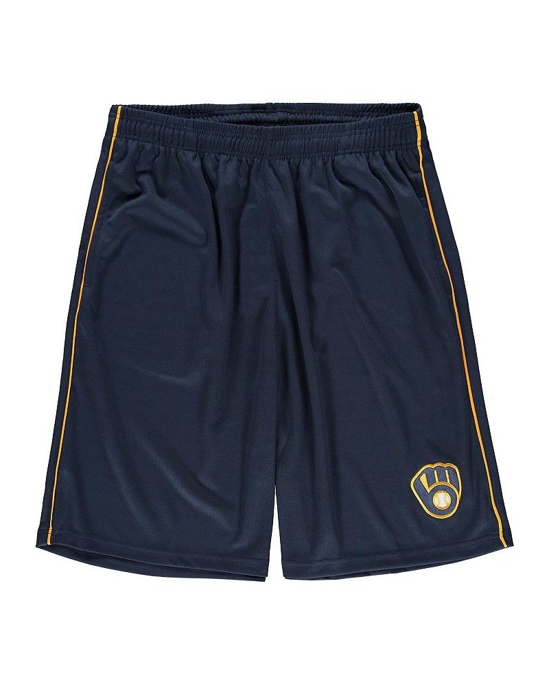 Men's Navy Milwaukee Brewers Big and Tall Mesh Team Shorts $23.59 Shorts