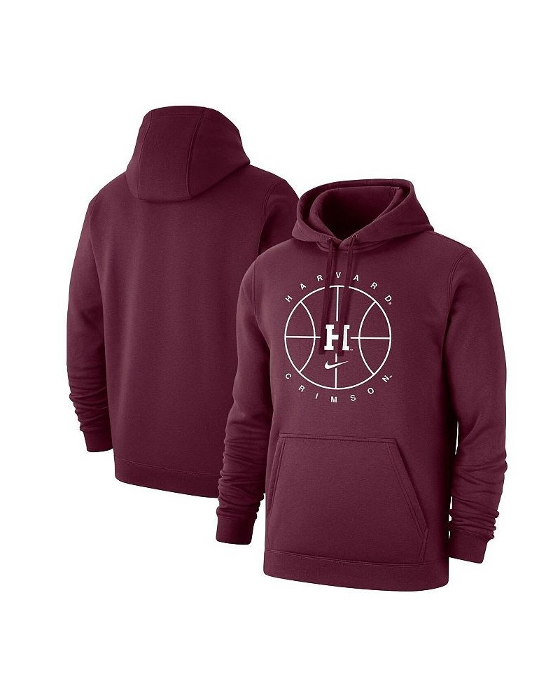 Men's Crimson Harvard Crimson Basketball Icon Club Fleece Pullover Hoodie $37.40 Sweatshirt