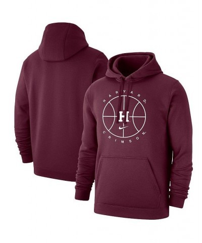 Men's Crimson Harvard Crimson Basketball Icon Club Fleece Pullover Hoodie $37.40 Sweatshirt