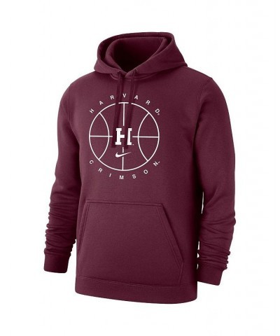 Men's Crimson Harvard Crimson Basketball Icon Club Fleece Pullover Hoodie $37.40 Sweatshirt