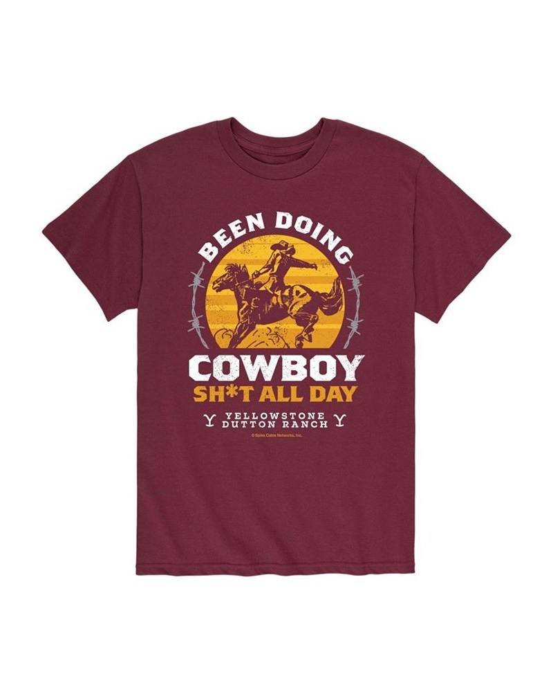 Men's Yellowstone Cowboy T-shirt Red $17.50 T-Shirts