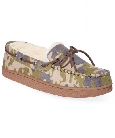 Club Room Men's Camouflage Moccasin Slippers with Faux-Fur Lining, Created for Green $10.46 Shoes