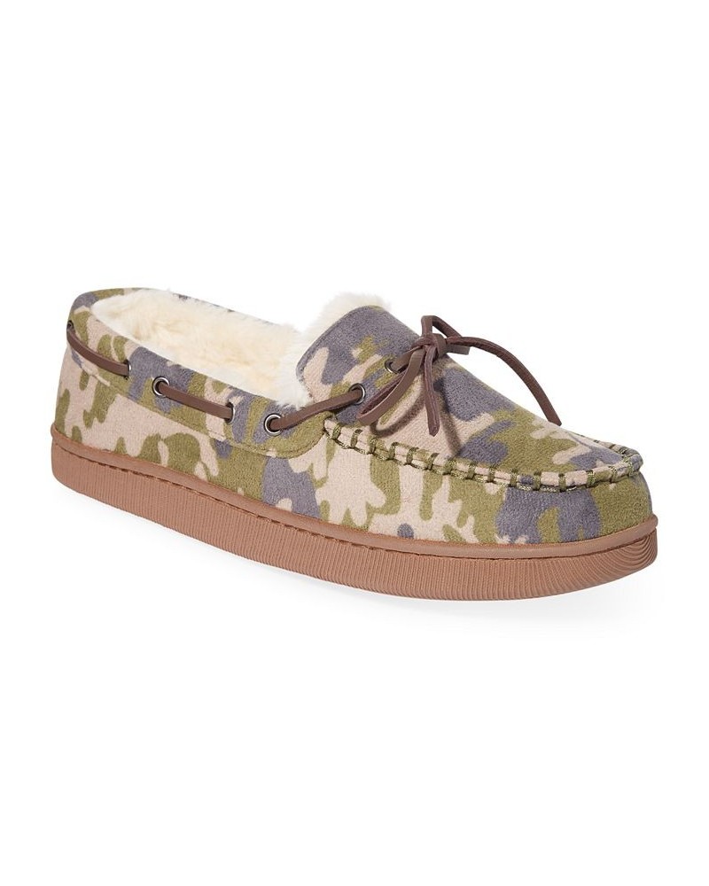 Club Room Men's Camouflage Moccasin Slippers with Faux-Fur Lining, Created for Green $10.46 Shoes