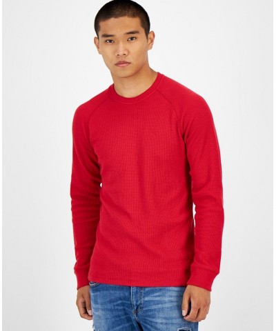 Men's Thermal Waffle-Knit Long Sleeve Shirt Red $10.02 T-Shirts
