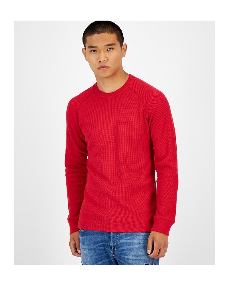 Men's Thermal Waffle-Knit Long Sleeve Shirt Red $10.02 T-Shirts