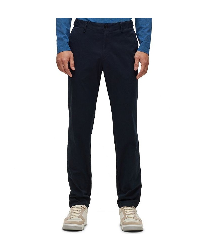 BOSS Men's Slim-Fit Stretch Cotton Trousers Blue $89.44 Pants