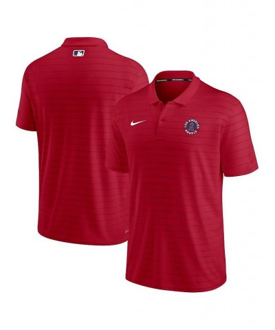 Men's Red Los Angeles Angels 2022 City Connect Striped Performance Polo $33.00 Polo Shirts